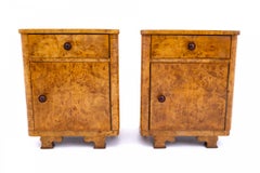 Pair of Art Deco style bed side tables, Poland, 1950s.
