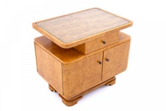 Unique Art Deco Birch burl side cabinet on a Swivel Base