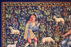 French Aubusson Tapestry signed 19th century - A couple of shepherds - No. 1369