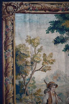 Feiner Wandteppich aus der Manufaktur von Aubusson, 19. Jahrhundert – „Scène champêtre 1669“