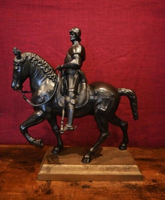 Bartolomeo Colleoni on horseback – Bronze sculpture with dark brown patina 1710