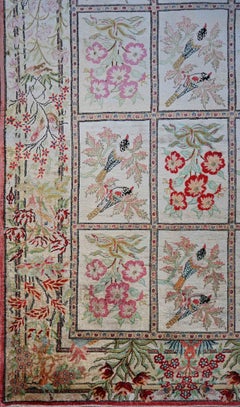 Hand woven Rug, silk on silk – Circa 1970 – 152×100 Cm - No. 1709