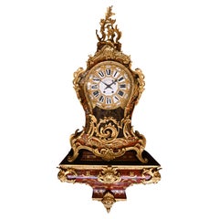 Louis XV-Style Boulle Marquetry Cartel Clock in Tortoiseshell and Brass, Signed
