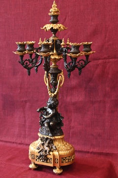 Six-Light Candelabrum in Patinated and Gilt Bronze – Napoleon III Period
