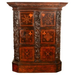 Antique Flemish / Dutch Walnut Marquetry Royal Manuscript Cabinet, circa 1680