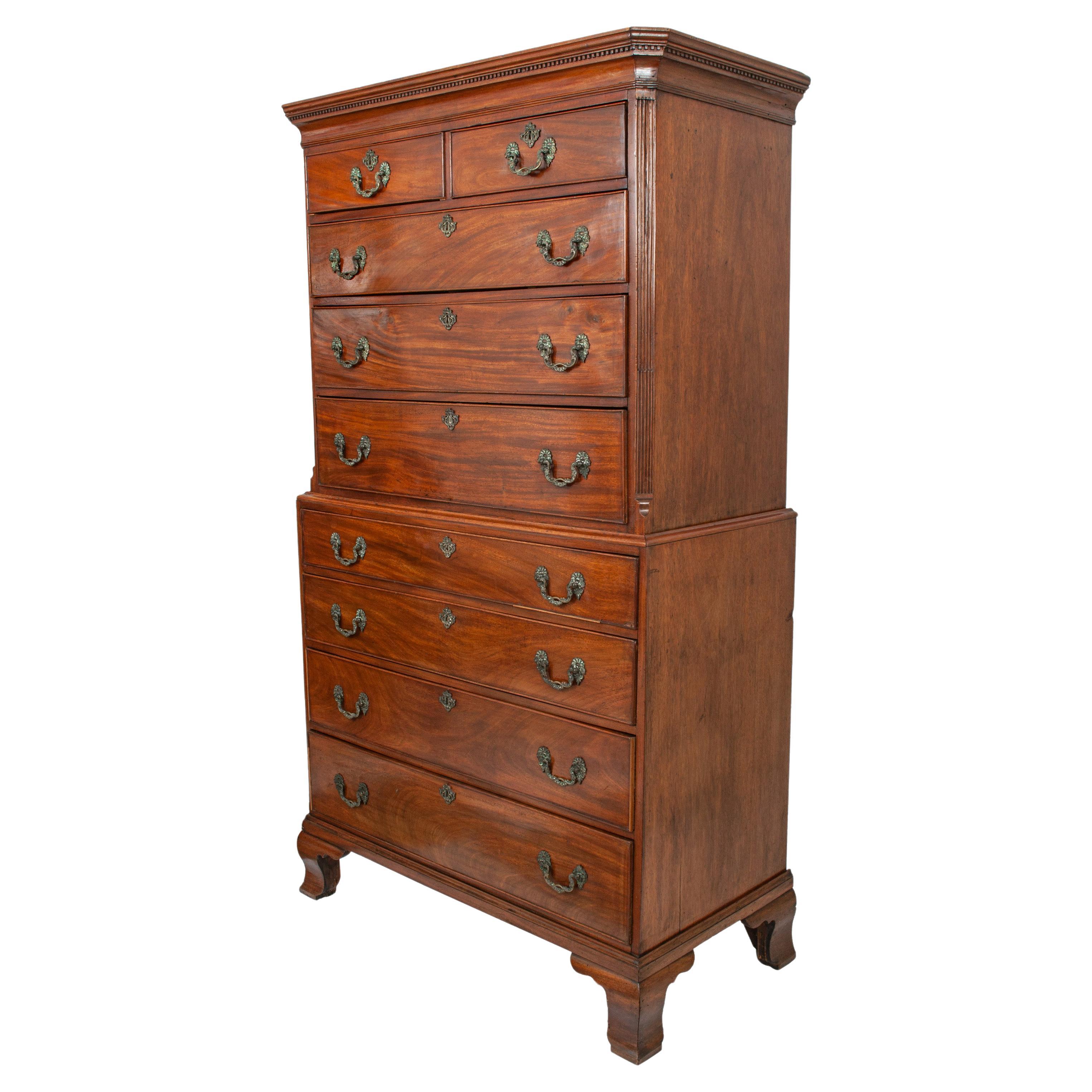 Antique 18th Century Georgian George III Mahogany Tallboy Chest on Chest, 1760 For Sale