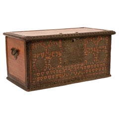 Antique Zanzibar Omani Arab Padouk Teak Brass Stud Dowry Chest Coffer Truck 1820