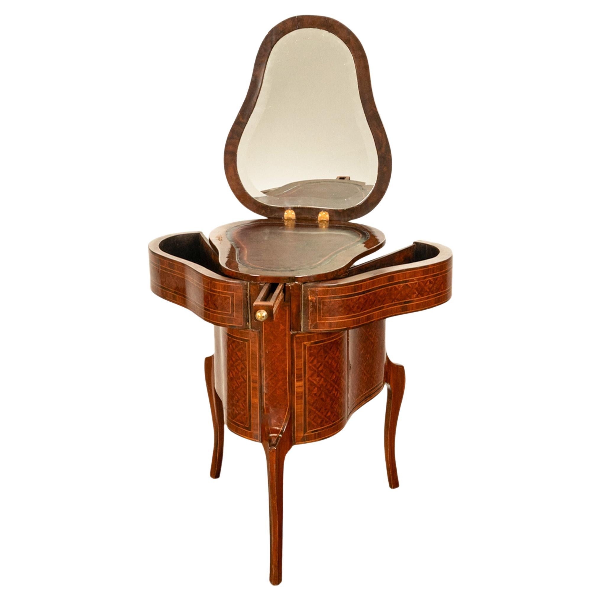 Antique French LouisXV Mechanical Tulipwood Dressing Table de Toilette Desk 1800 For Sale