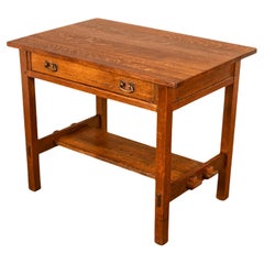 Antico I.L.A. & G.G. Stickley Mission Oak Library Tavolo da scrittura e sedia 1902