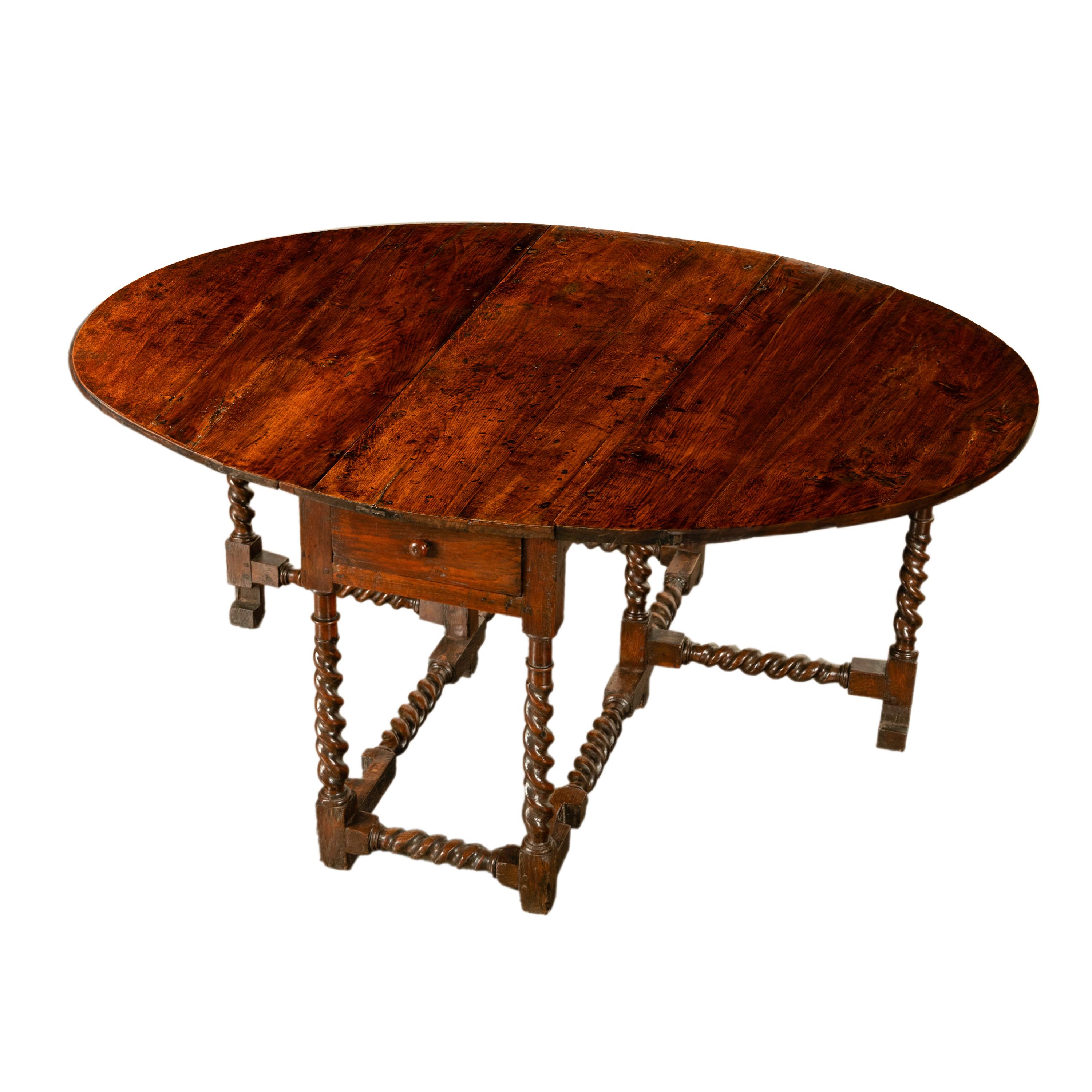Table de salle à manger ancienne du 17e siècle en Oak Oak Twist Gateleg 1690 en vente 5
