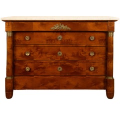 Antique 19thC French Empire Burl Walnut Marble Ormolu Chest Drawers Commode 1810