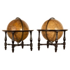 Antique Pair Georgian Terrestrial Celestial Globes on Stands Cary & Bardin 1800