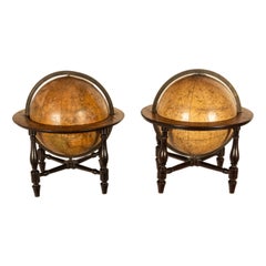 Antique Pair Georgian Terrestrial Celestial Globes on Stands Cary & Bardin 1800
