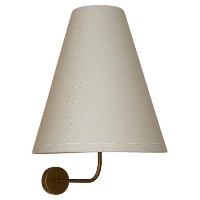  J 260 Wall Light by Wende Reid - Large Rustic Hand-Stitched Linen, Brass  For Sale