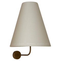  J 260 Wall Light by Wende Reid - Large Rustic Hand-Stitched Linen, Brass 