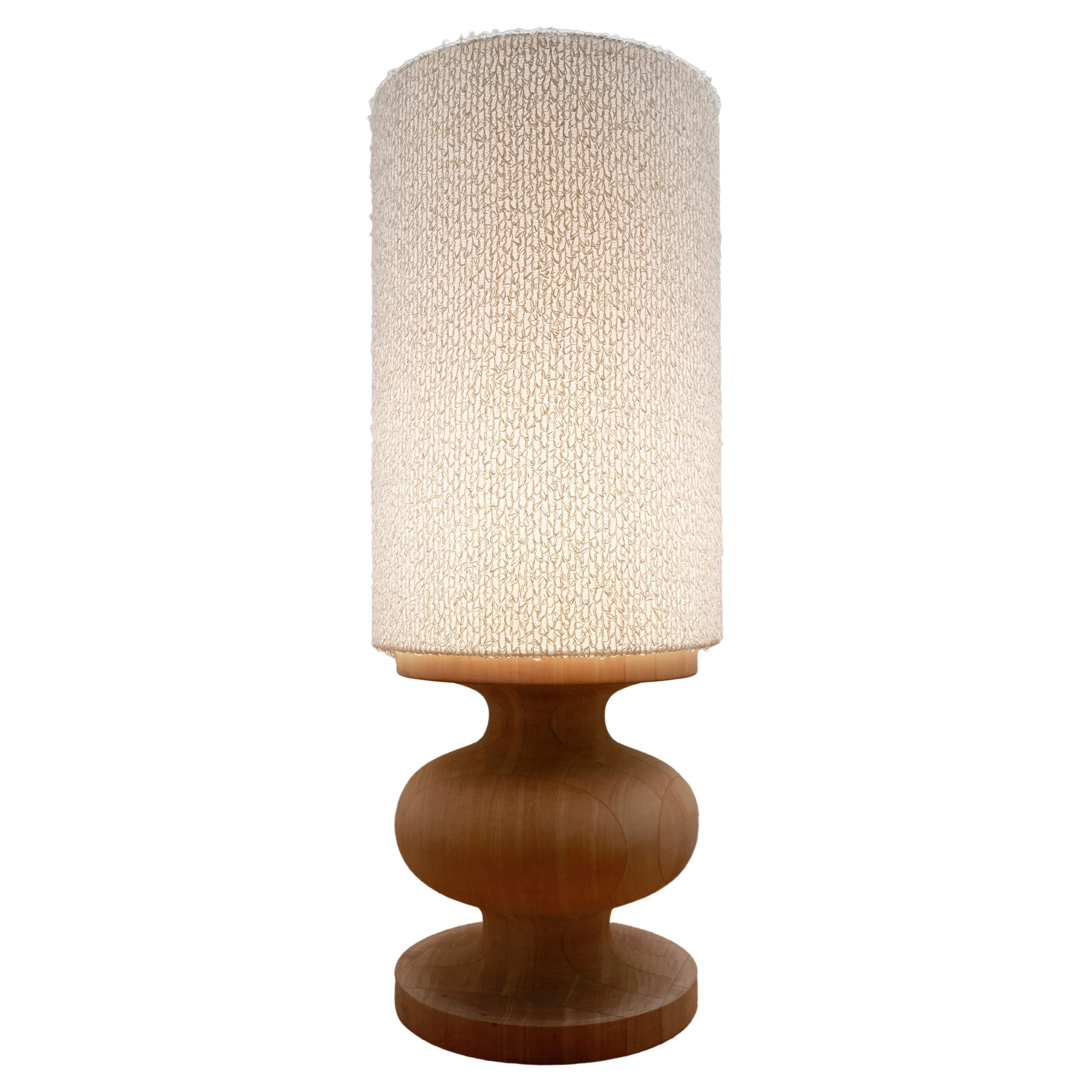 Large Frank Organic Modern Table Lamp with White Raffia Fringe Shade For Sale