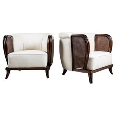 Pair of Leather and Wood Armchairs by Englander and Bonta, Argentina, 1940