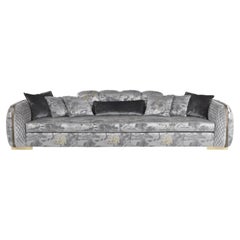 21st Century Arkè 3-Seater Sofa in Fabric with Details in Lost-wax Cast Brass