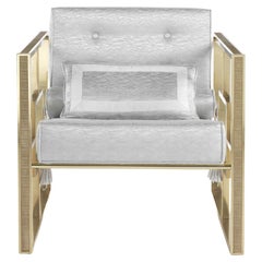 21st Century Emily Armchair in Brass and Fabric