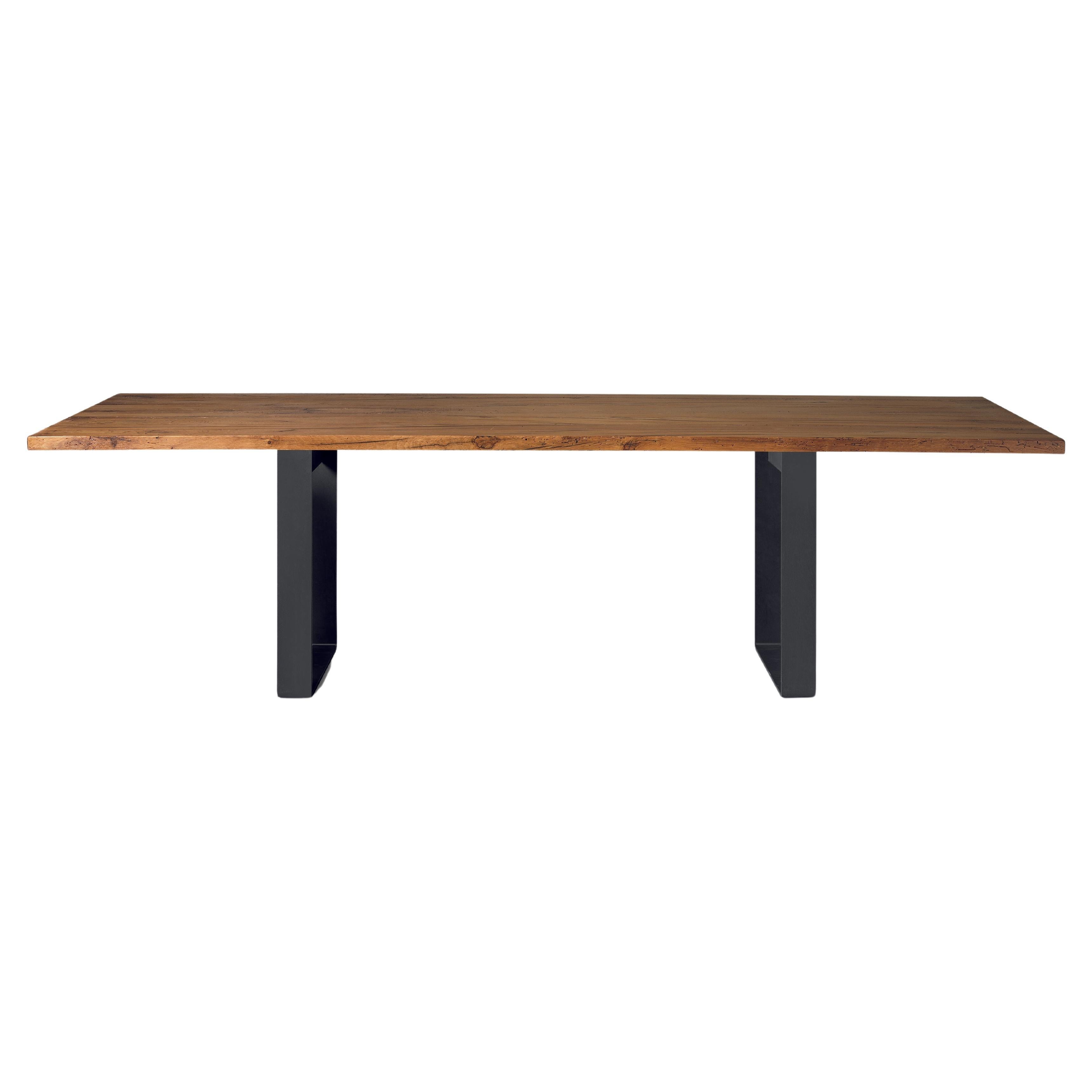 Misura Solid Wood Table, Antique Oak in Hand-Made Natural Finish, Contemporary For Sale