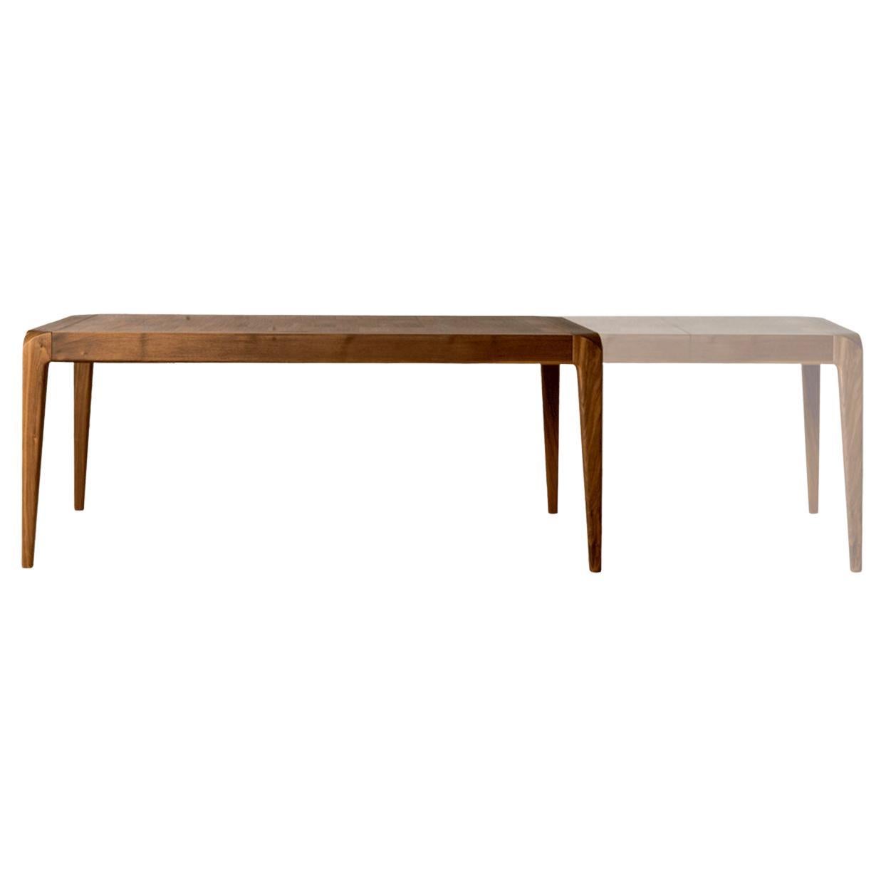 Sentiero Solid Wood Table, Walnut in Hand-Made Natural Finish, Contemporary