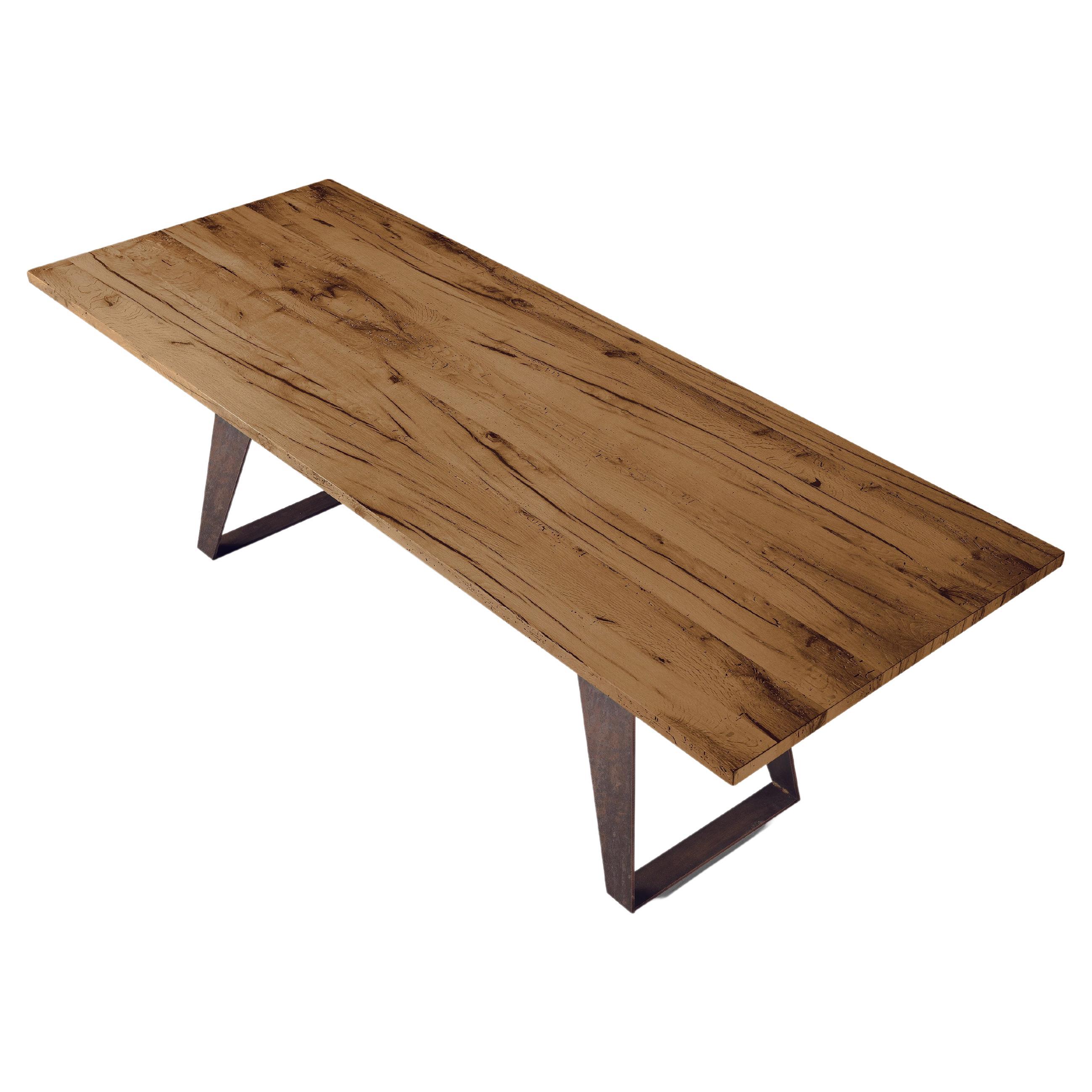 Misura Solid Wood Table, Antique Oak in Hand-Made Natural Finish, Contemporary