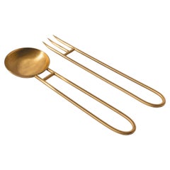 Artefacto Salad Service made of brass gold or silver plated 