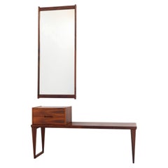 Danish Modern Rosewood Bench, Mirror and Drawers by Kai Kristiansen, 1960s.