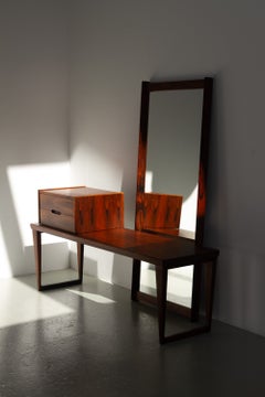 Danish Modern Rosewood Bench, Mirror and Drawers by Kai Kristiansen, 1960s.