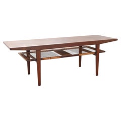 Danish Walnut and Cane Coffee Table No 214 by Anton Kildeberg, 1960s.