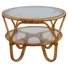 Danish Bamboo, Rattan, Glass Table by Tove Kindt-Larsen for R. Wengler, 1940s.