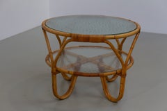 Danish Bamboo, Rattan, Glass Table by Tove Kindt-Larsen for R. Wengler, 1940s.
