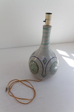 XL Danish Modern Blue and Green Ceramic Table Lamp by Søholm, 1960s.