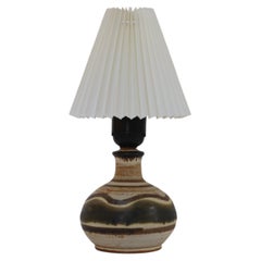 Small Danish Modern Brown Ceramic Table Lamp by Jette Hellerøe, 1960s.