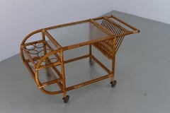 Danish Bamboo and Rattan Bar Cart, 1950s.