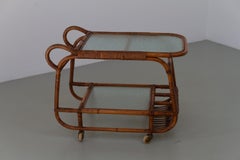 Danish Bamboo and Rattan Bar Cart by Elvin Geertsen, 1950s.