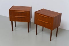 Tables de chevet modernes danoises en teck, signées A. Bjerrum & Søn, années 1960. Ensemble de 2.