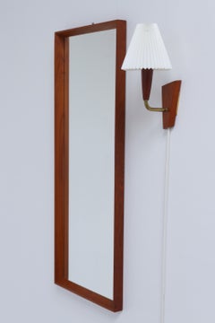 Dänisches Spiegel- und Wandleuchten-Set aus Teakholz im Mid-Century-Stil für den Flur, 1950er Jahre. Satz von 2.