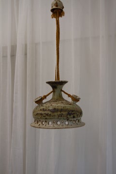 Danish Modern Ceramic and Rope Ceiling Pendant, 1970s.