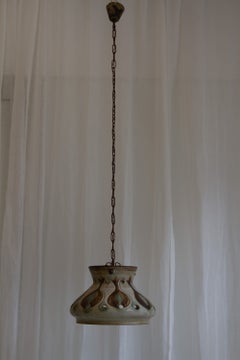 Danish Modern Ceramic and Chain Ceiling Pendant, 1970s.