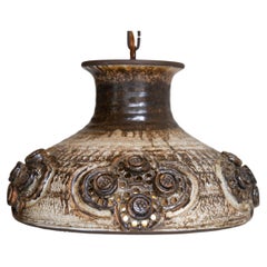 Danish Modern Ceramic and Chain Ceiling Pendant by Demstrup, 1970s.
