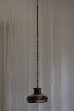 Danish Modern Ceramic and Chain Ceiling Pendant by Demstrup, 1970s.