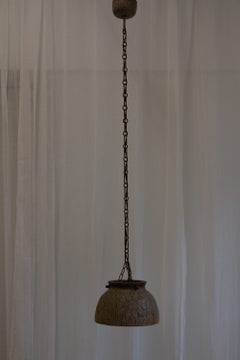 Danish Modern Stoneware and Chain Ceiling Pendant, 1970s.
