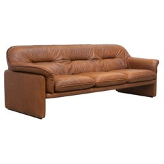 De Sede DS-16 Brown Three-Seater Leather Sofa, 1970s.
