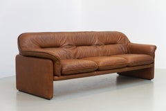 De Sede DS-16 Brown Three-Seater Leather Sofa, 1970s.