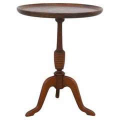 Round Danish Tripod Side Table in Stained Oak by Anton Kildeberg, 1960s.