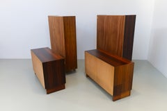 Grande bibliothèque moderne danoise en bois de rose, conçue par Carlo Jensen pour Hundevad, années 1960.