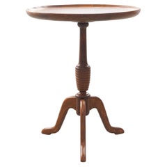Round Danish Tripod Side Table in Stained Oak by Anton Kildeberg, 1960s.