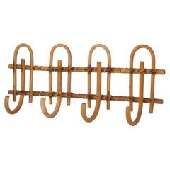 Italian Bamboo and Rattan Coat Rack, 1950s.