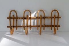 Italian Bamboo and Rattan Coat Rack, 1950s.